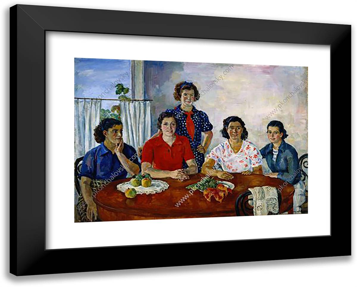 Spanish Women 24x19 Black Modern Wood Framed Art Print Poster by Konchalovsky, Piotr