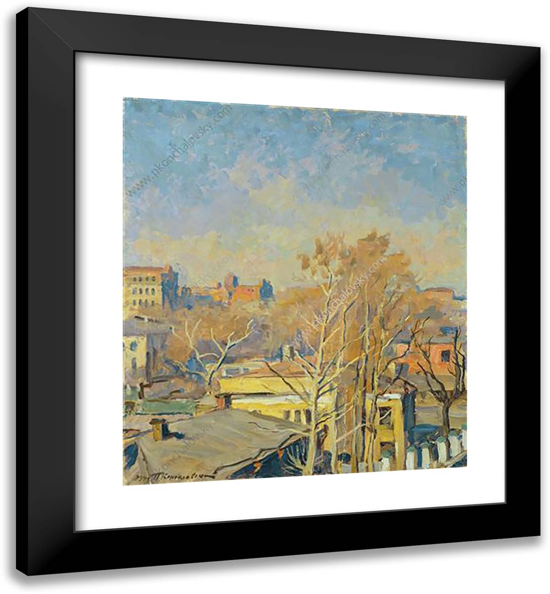 Spring in Moscow. Konyushkovskaya Street. 20x22 Black Modern Wood Framed Art Print Poster by Konchalovsky, Piotr