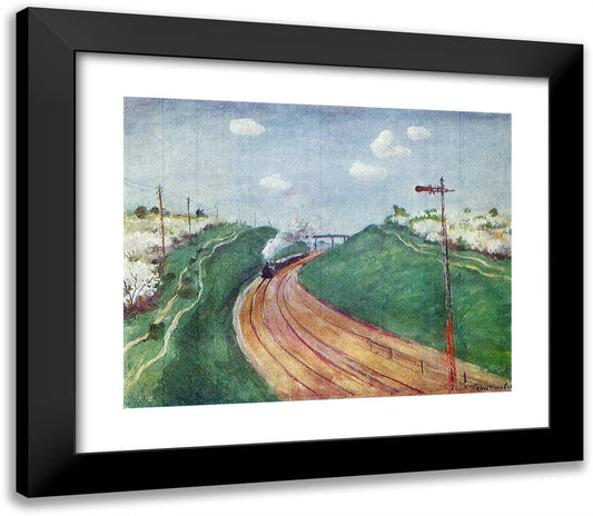 Spring Landscape with Train 23x20 Black Modern Wood Framed Art Print Poster by Konchalovsky, Piotr