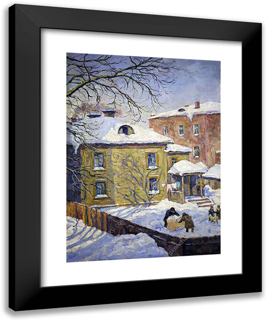 Spring. Courtyard. 19x24 Black Modern Wood Framed Art Print Poster by Konchalovsky, Piotr