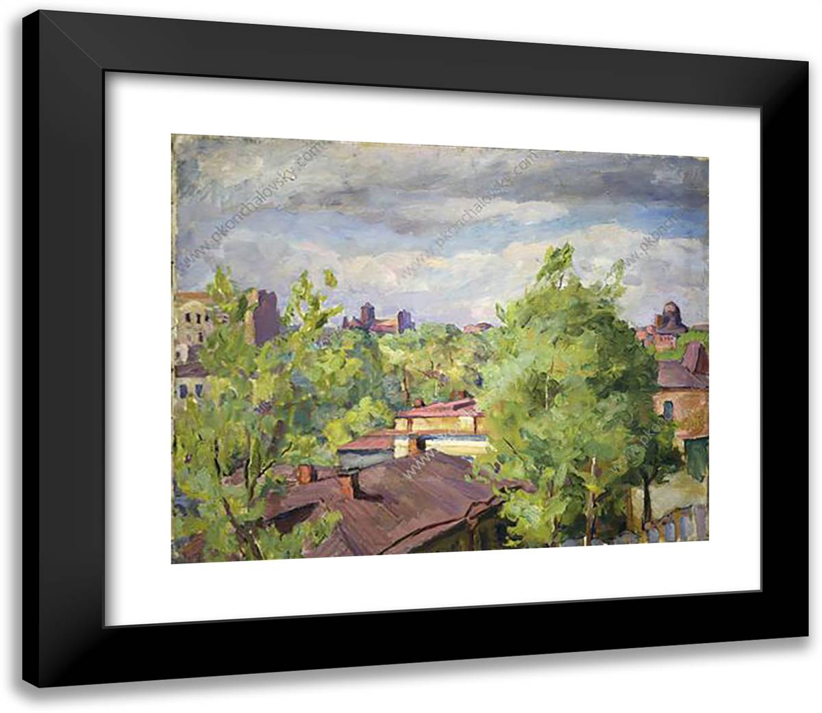 Spring. VIew from the Window on Konyushkovskaya. 23x20 Black Modern Wood Framed Art Print Poster by Konchalovsky, Piotr