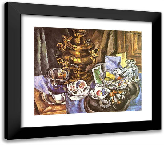 Still Life with a Samovar 23x20 Black Modern Wood Framed Art Print Poster by Konchalovsky, Piotr