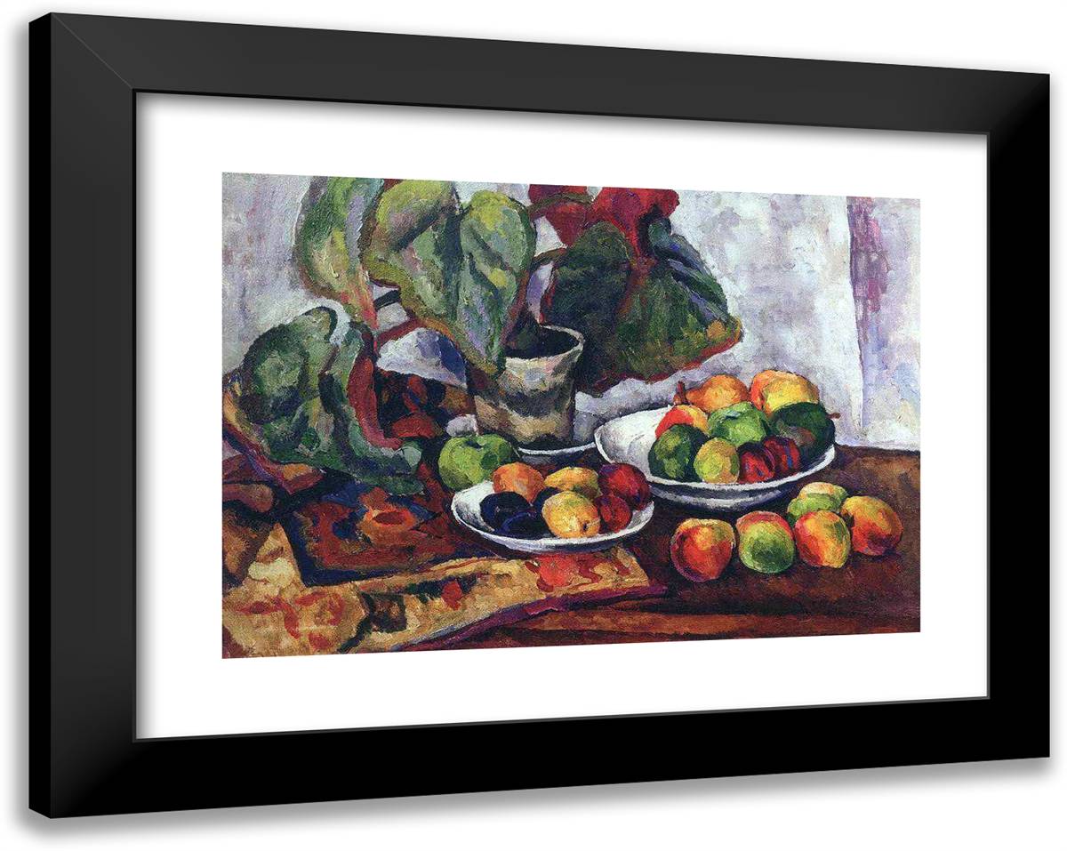 Still Life with Begonia 24x19 Black Modern Wood Framed Art Print Poster by Konchalovsky, Piotr