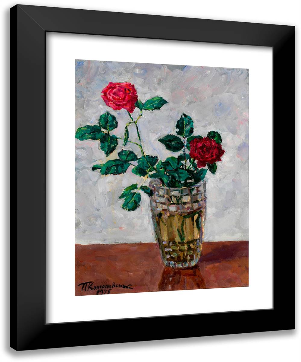 Still Life with Flowers 19x24 Black Modern Wood Framed Art Print Poster by Konchalovsky, Piotr