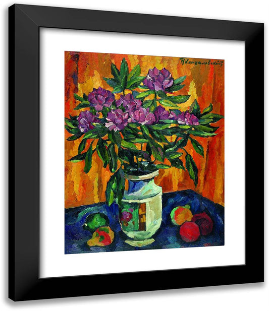 Still Life with Peonies in a Vase 20x24 Black Modern Wood Framed Art Print Poster by Konchalovsky, Piotr