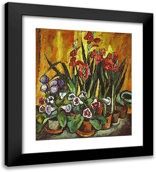 Still Life with Red Gladioli 20x22 Black Modern Wood Framed Art Print Poster by Konchalovsky, Piotr