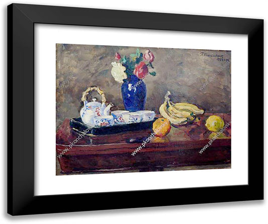 Still Life. Bananas. 24x20 Black Modern Wood Framed Art Print Poster by Konchalovsky, Piotr