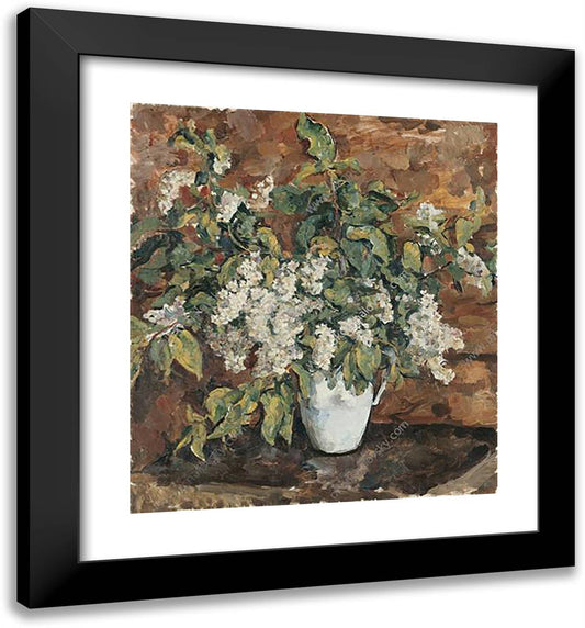 Still Life. Bird Cherry. 20x21 Black Modern Wood Framed Art Print Poster by Konchalovsky, Piotr