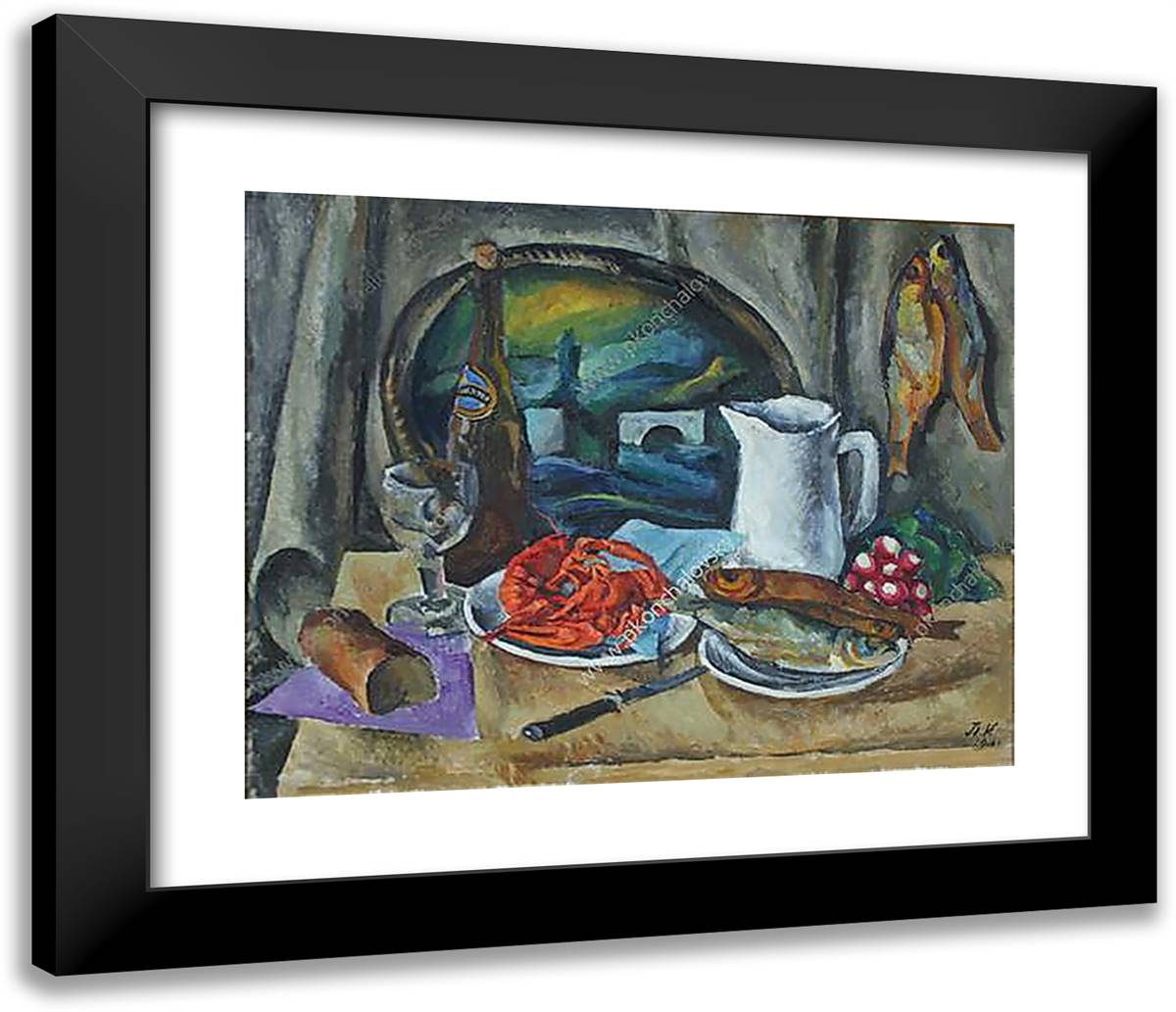 Still Life. Cancers. 23x20 Black Modern Wood Framed Art Print Poster by Konchalovsky, Piotr