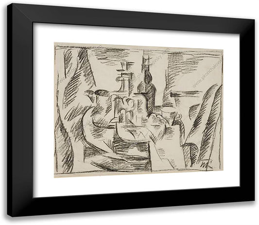 Still Life. Crystal. 23x20 Black Modern Wood Framed Art Print Poster by Konchalovsky, Piotr