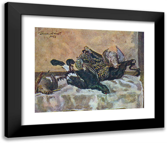 Still Life. Grouse and Woodcock. 24x20 Black Modern Wood Framed Art Print Poster by Konchalovsky, Piotr