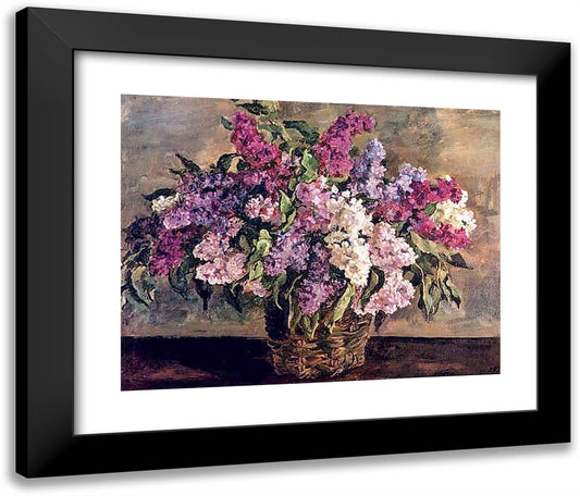 Still Life. Lilacs in a Basket ('Heroic'). 24x20 Black Modern Wood Framed Art Print Poster by Konchalovsky, Piotr