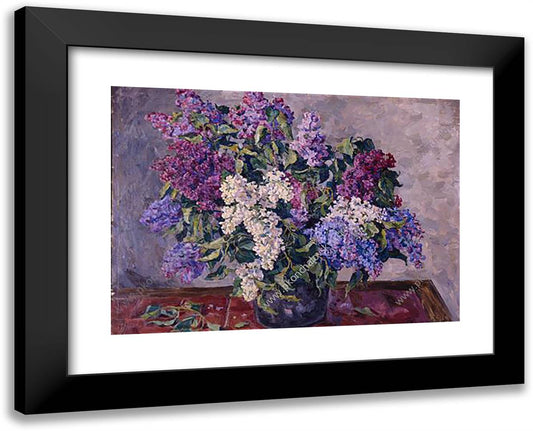 Still Life. Lilacs in the Bucket. 24x19 Black Modern Wood Framed Art Print Poster by Konchalovsky, Piotr