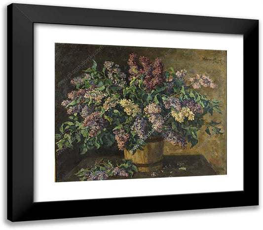 Still Life. Lilacs in the Tub. 23x20 Black Modern Wood Framed Art Print Poster by Konchalovsky, Piotr