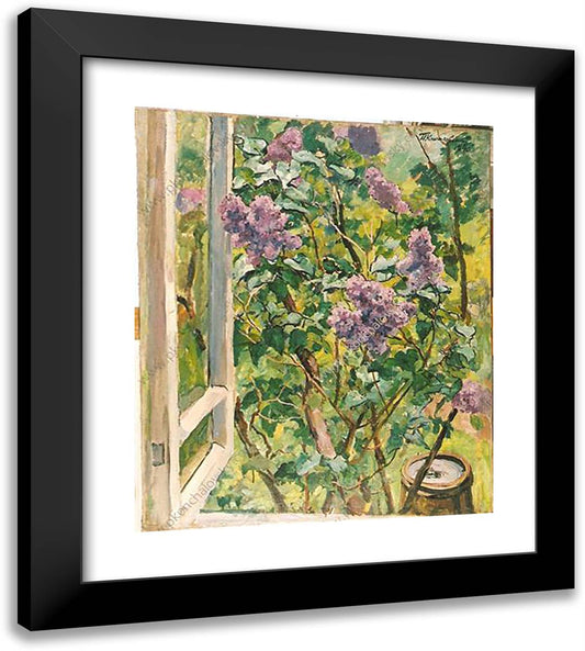 Still Life. Lilacs in the Window. 20x22 Black Modern Wood Framed Art Print Poster by Konchalovsky, Piotr