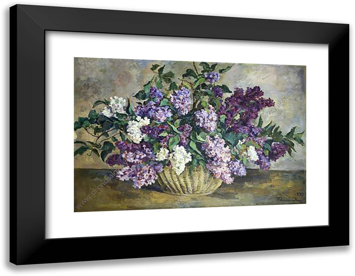 Still Life. Lilacs. 24x19 Black Modern Wood Framed Art Print Poster by Konchalovsky, Piotr