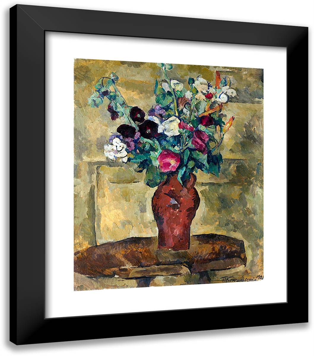 Still Life. Malwa. 20x23 Black Modern Wood Framed Art Print Poster by Konchalovsky, Piotr