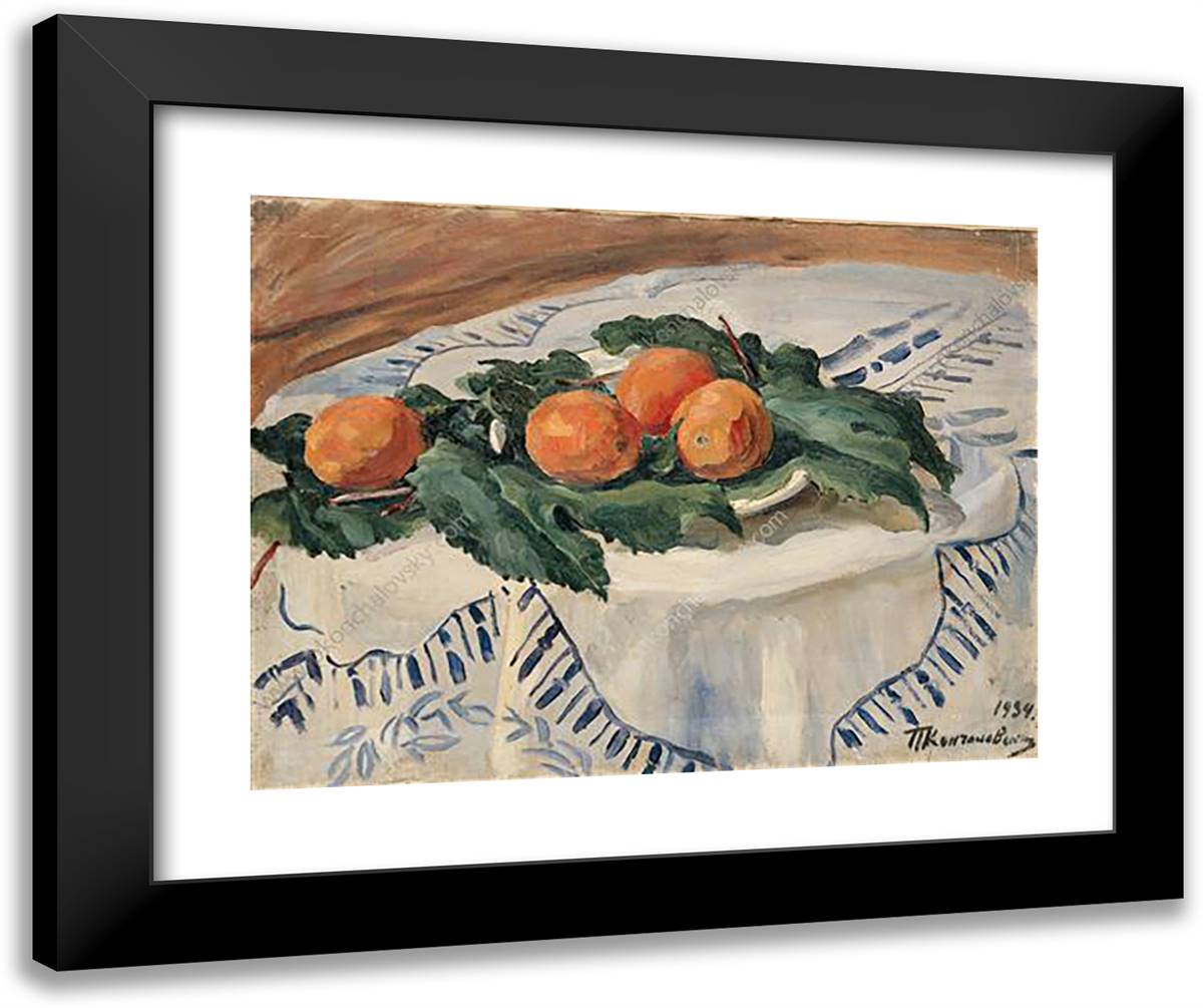 Still Life. Oranges. 24x20 Black Modern Wood Framed Art Print Poster by Konchalovsky, Piotr