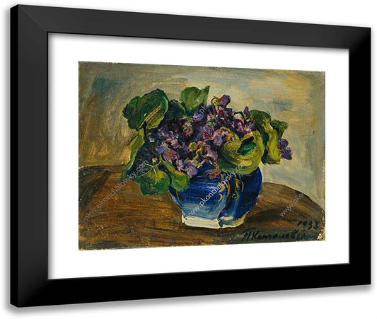 Still Life. Parma VIolets. 24x20 Black Modern Wood Framed Art Print Poster by Konchalovsky, Piotr