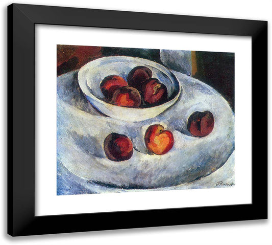 Still Life. Peaches. 22x20 Black Modern Wood Framed Art Print Poster by Konchalovsky, Piotr