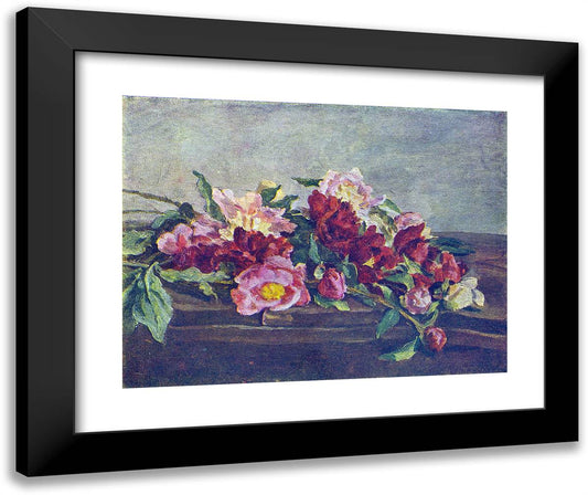 Still Life. Peonies on the Table. 24x20 Black Modern Wood Framed Art Print Poster by Konchalovsky, Piotr