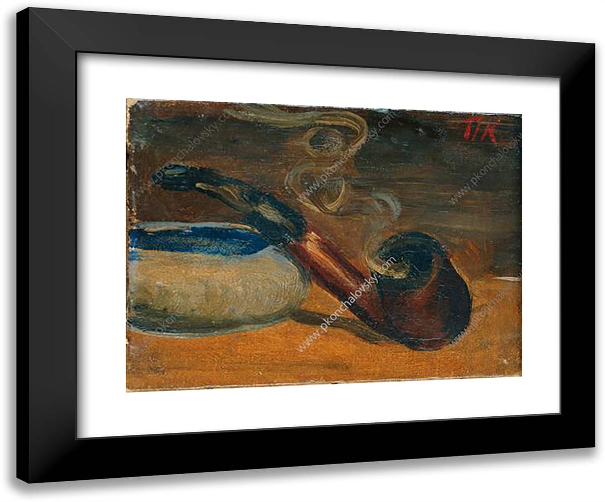 Still Life. Pipe with Smoke. 24x20 Black Modern Wood Framed Art Print Poster by Konchalovsky, Piotr