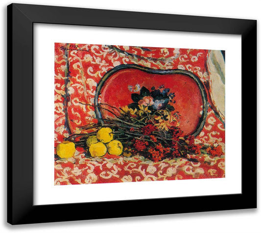 Still Life. Red Tray and Ash. 22x20 Black Modern Wood Framed Art Print Poster by Konchalovsky, Piotr