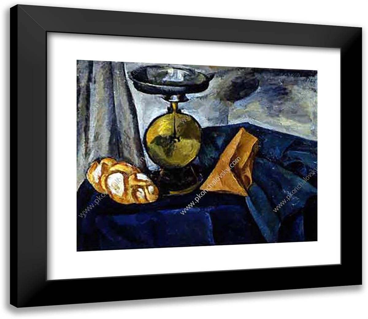 Still Life. Scales. 23x20 Black Modern Wood Framed Art Print Poster by Konchalovsky, Piotr