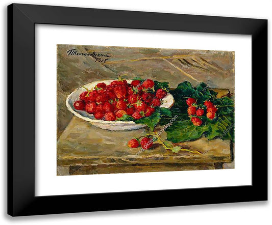 Still Life. Strawberries. 24x20 Black Modern Wood Framed Art Print Poster by Konchalovsky, Piotr