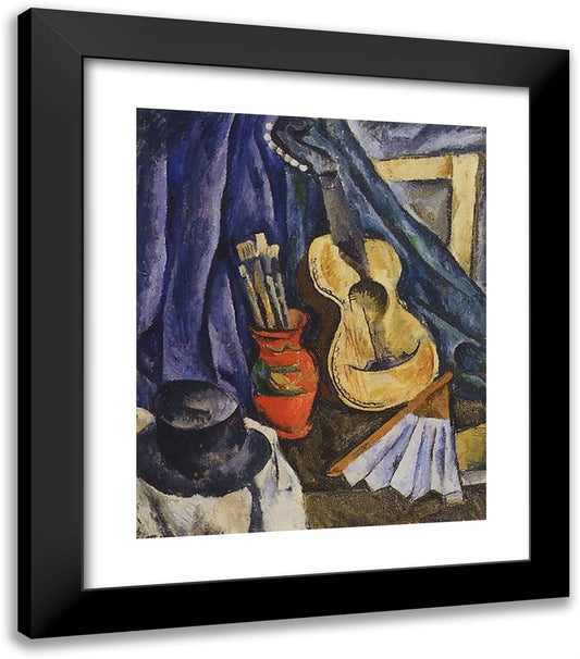 Still Life. the Guitar. 20x23 Black Modern Wood Framed Art Print Poster by Konchalovsky, Piotr