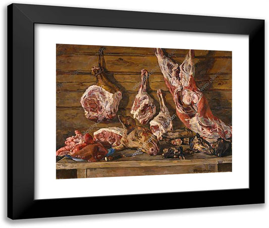 Still Life. the Meat. 24x20 Black Modern Wood Framed Art Print Poster by Konchalovsky, Piotr