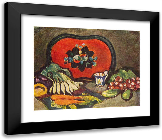 Still Life. Tray and Vegetables. 23x20 Black Modern Wood Framed Art Print Poster by Konchalovsky, Piotr