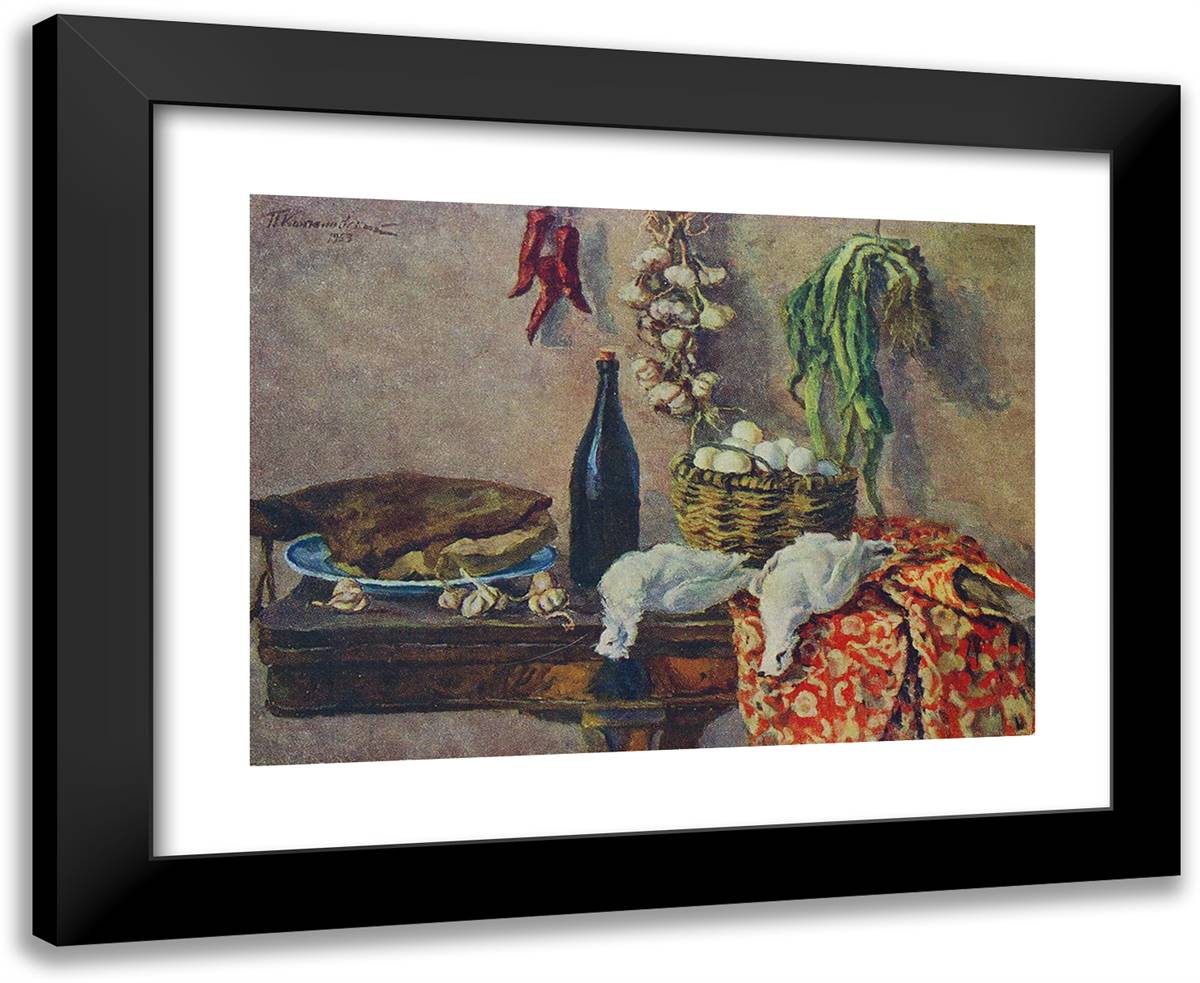 Still Life. White Partridge. 24x20 Black Modern Wood Framed Art Print Poster by Konchalovsky, Piotr