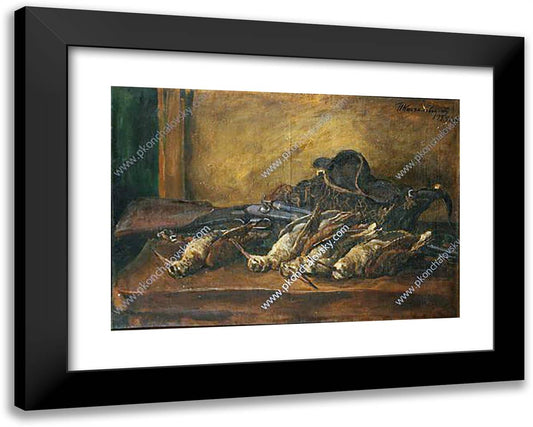 Still Life. Woodcock and Gun. 24x19 Black Modern Wood Framed Art Print Poster by Konchalovsky, Piotr