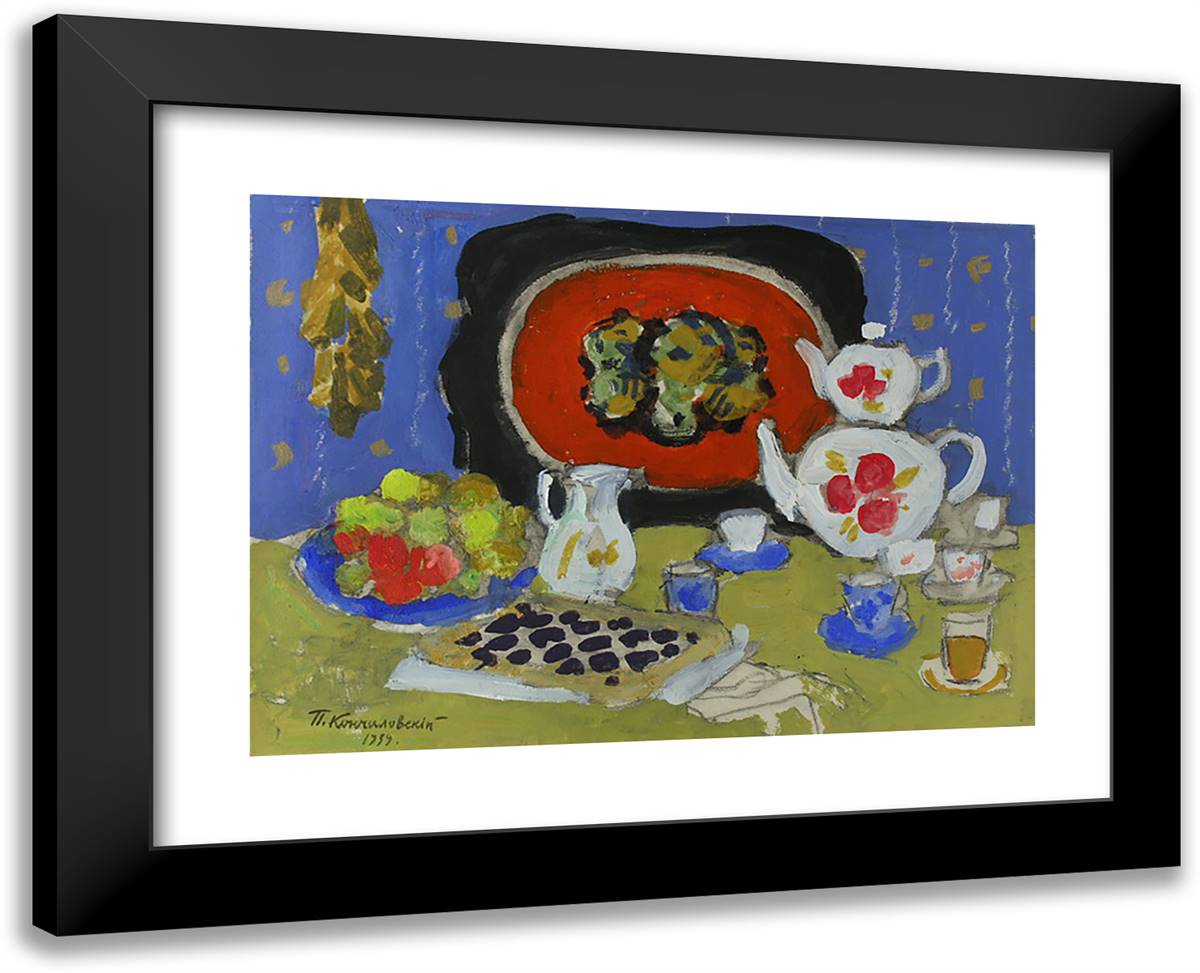 Tea Time 24x19 Black Modern Wood Framed Art Print Poster by Konchalovsky, Piotr