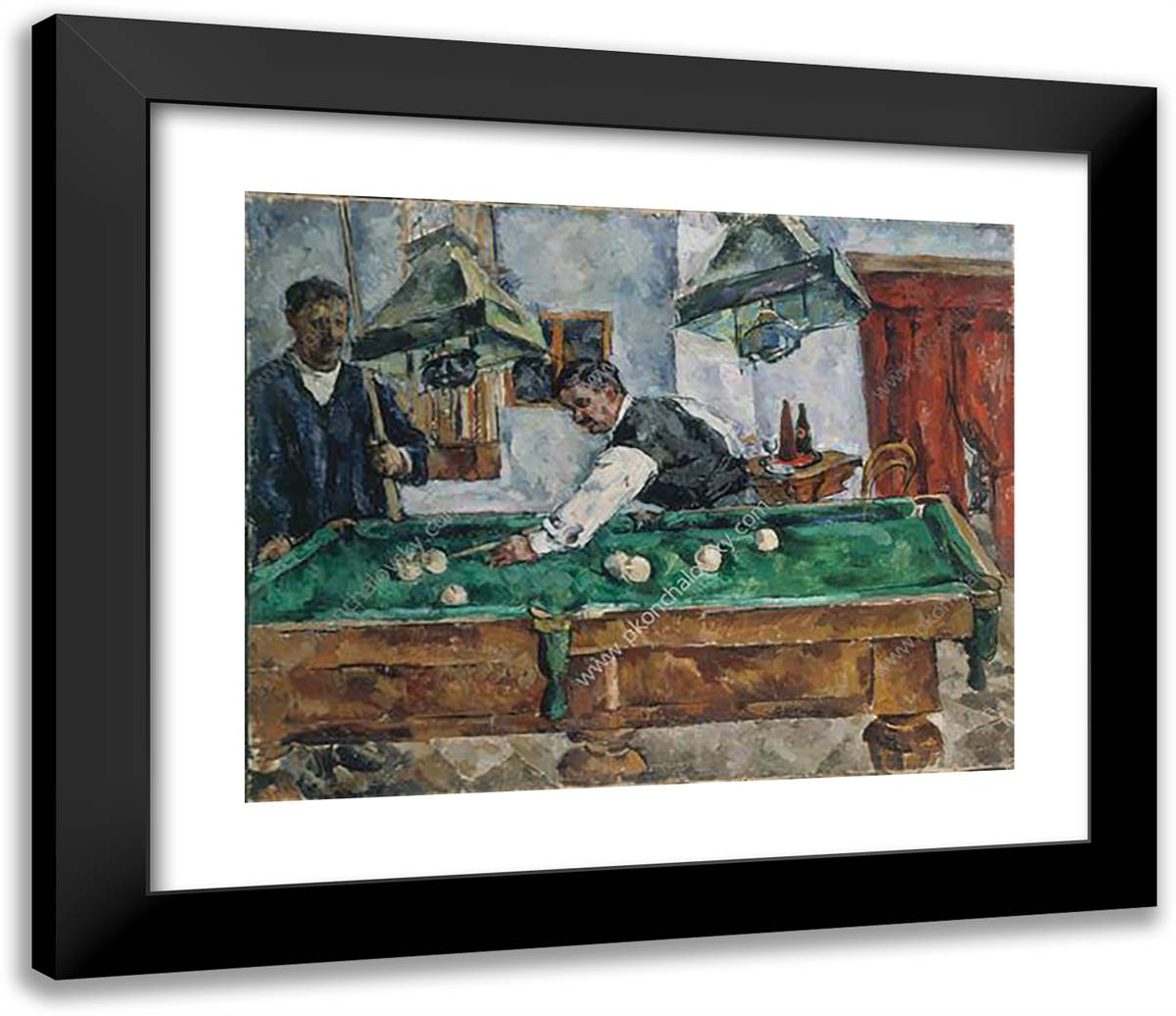 The Game of Billiards 23x20 Black Modern Wood Framed Art Print Poster by Konchalovsky, Piotr