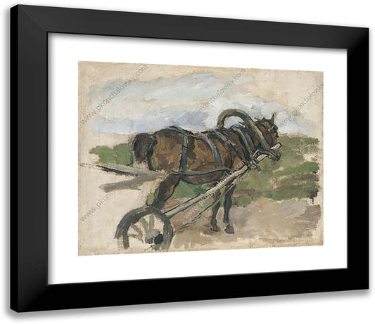 The Horse in Harness. Sketch for Painting 'the Return from the Fair.  23x20 Black Modern Wood Framed Art Print Poster by Konchalovsky, Piotr