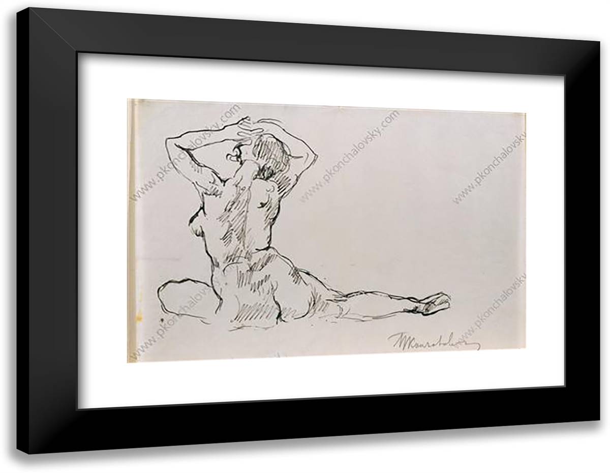 The Model Sitting Back 24x19 Black Modern Wood Framed Art Print Poster by Konchalovsky, Piotr