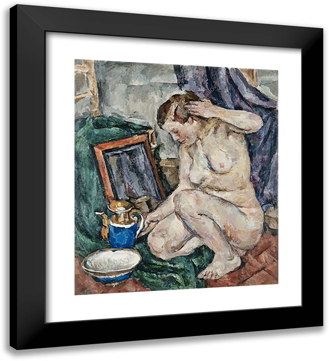 The Model Squatting 20x22 Black Modern Wood Framed Art Print Poster by Konchalovsky, Piotr