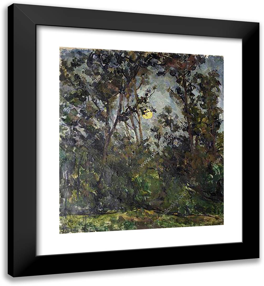 The Moon Through the Trees 20x22 Black Modern Wood Framed Art Print Poster by Konchalovsky, Piotr