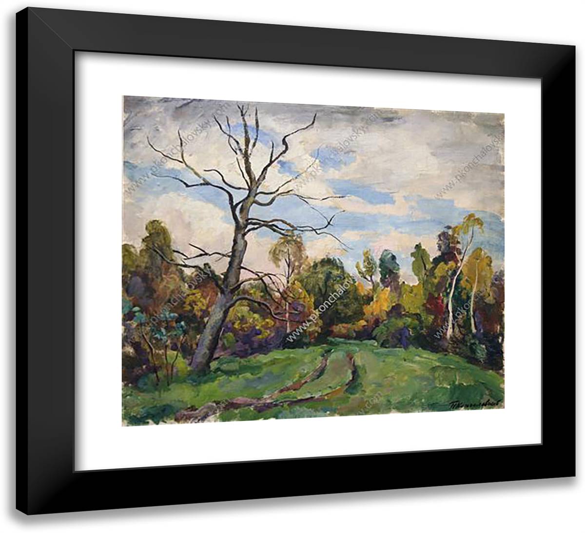 The Road. Dry Wood. 22x20 Black Modern Wood Framed Art Print Poster by Konchalovsky, Piotr