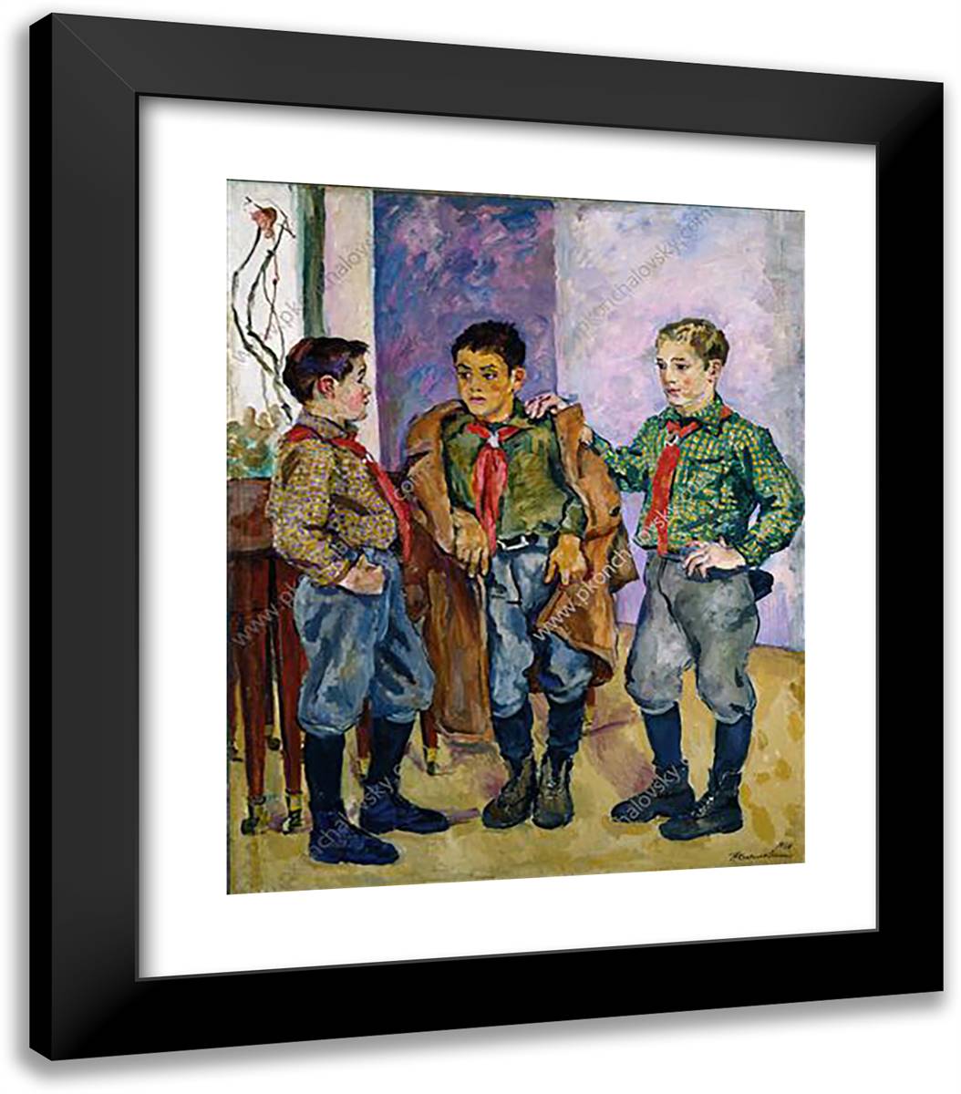 Three Spanish Boys 20x23 Black Modern Wood Framed Art Print Poster by Konchalovsky, Piotr