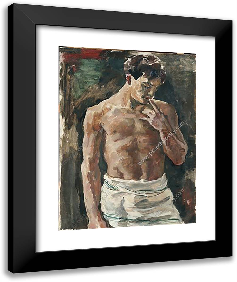 Torso of Young Men 20x24 Black Modern Wood Framed Art Print Poster by Konchalovsky, Piotr