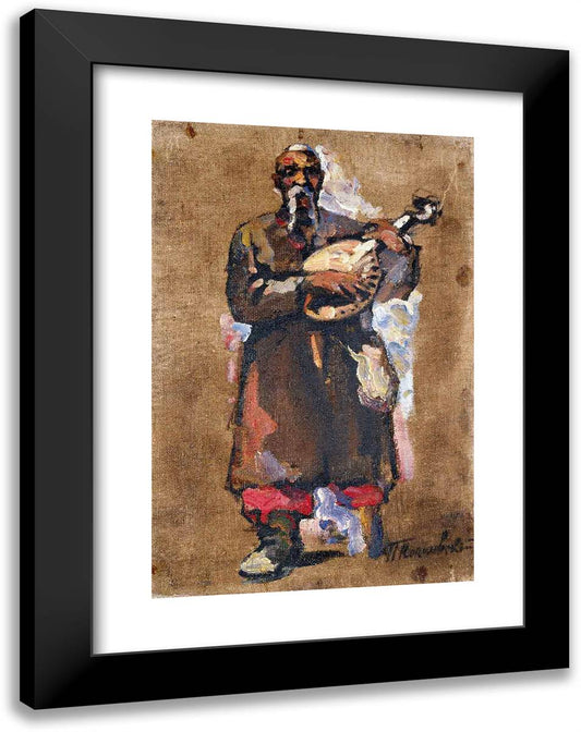 Triptych. Bandura-Player. 18x24 Black Modern Wood Framed Art Print Poster by Konchalovsky, Piotr