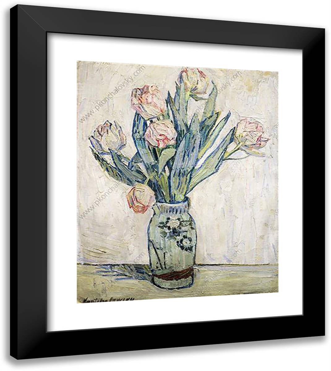 Tulips 20x23 Black Modern Wood Framed Art Print Poster by Konchalovsky, Piotr