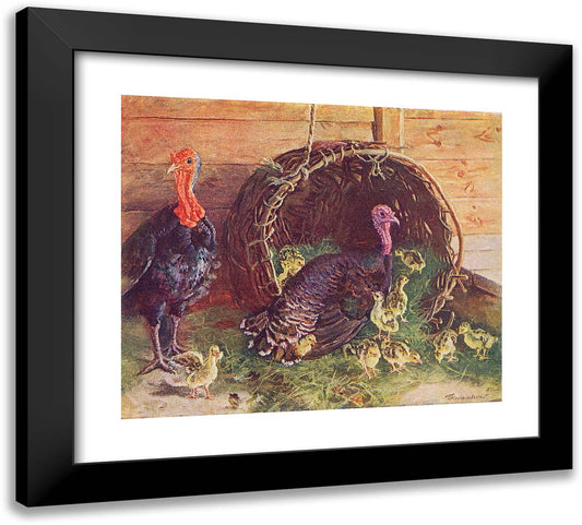 Turkey with the Family 22x20 Black Modern Wood Framed Art Print Poster by Konchalovsky, Piotr