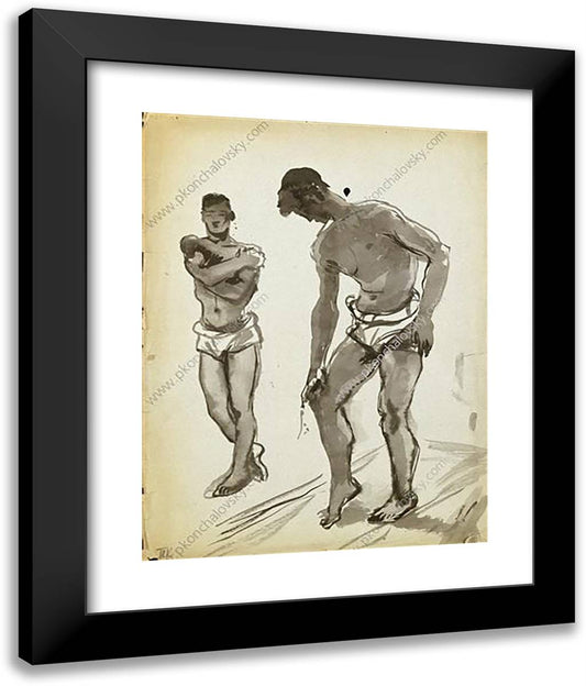 Two Standing Models 20x24 Black Modern Wood Framed Art Print Poster by Konchalovsky, Piotr