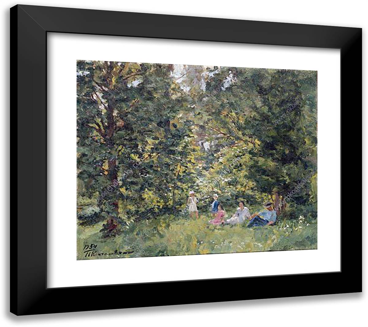 Under the Trees 22x20 Black Modern Wood Framed Art Print Poster by Konchalovsky, Piotr