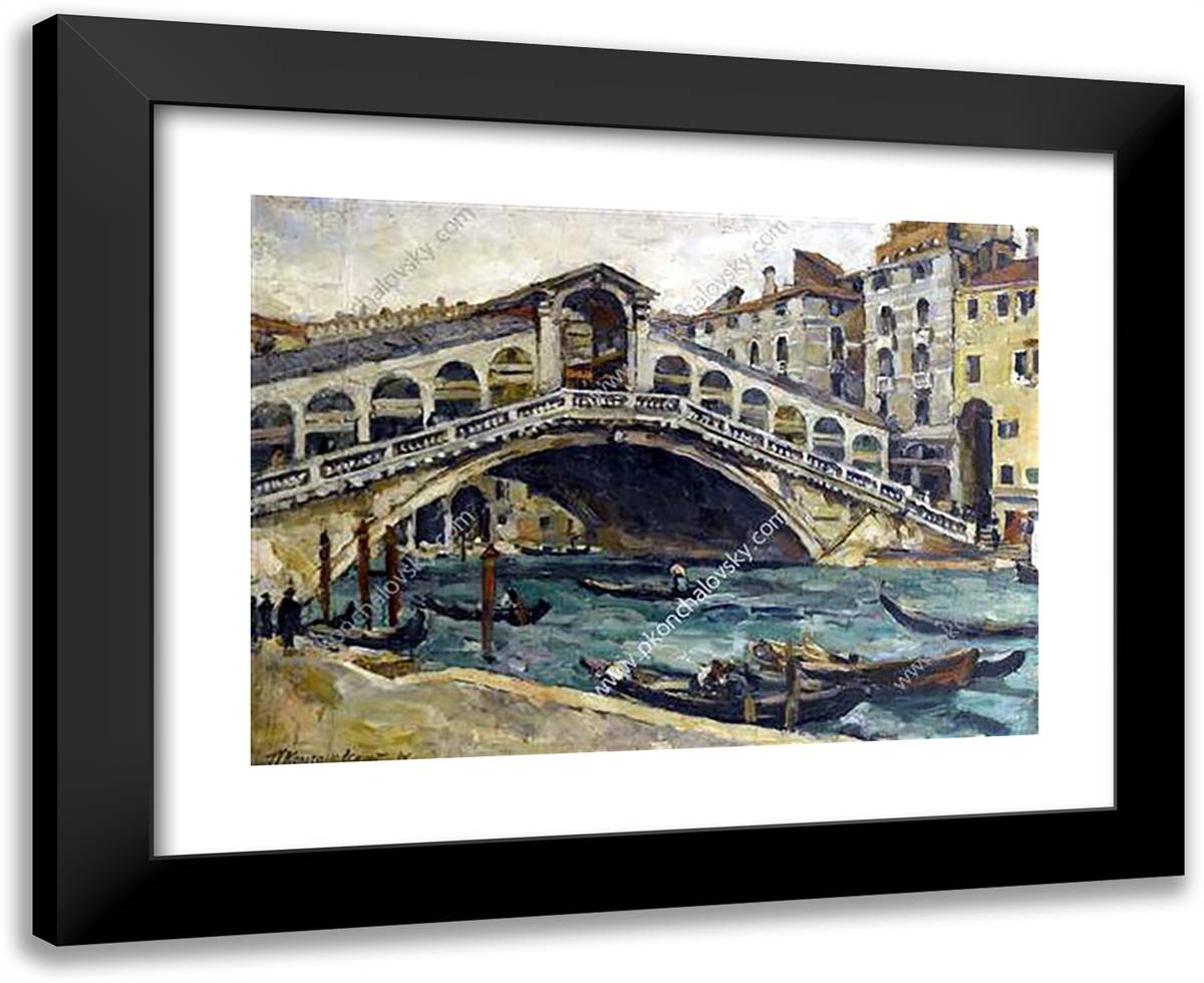 Venice. Rialto Bridge. 24x20 Black Modern Wood Framed Art Print Poster by Konchalovsky, Piotr