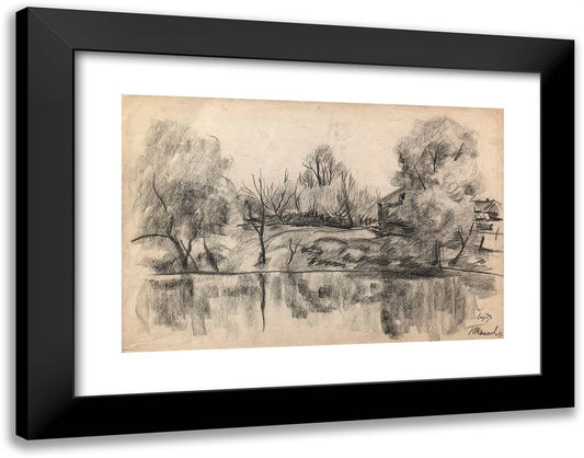 Village Pond 24x19 Black Modern Wood Framed Art Print Poster by Konchalovsky, Piotr